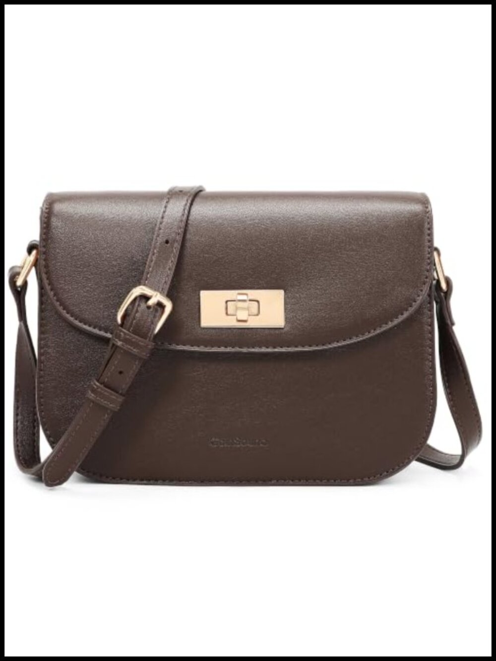 Vegan Leather Flap Saddle Crossbody Bag Small Adjustable Shoulder Purse